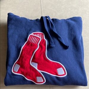 Blue Hoodie with Red Socks Logo